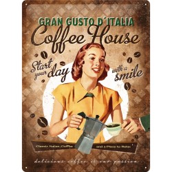Tin Sign - Coffee House - Start your day with a smile