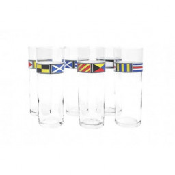 Set 6 Glasses International Nautical Code Flags