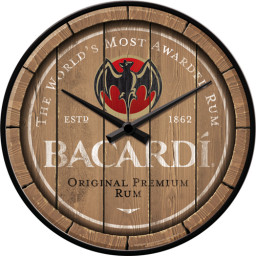Bacardi Wood Barrel Logo Wall Clock