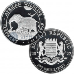 100 Silver Shillings BU (1 oz) - Elephant - Somalia - 2022