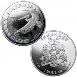 1 Silver Dollar BU - Pelican - Barbados - 2021 - Silver Ounce