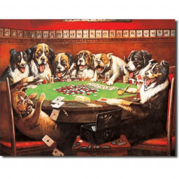 Targa in Metallo - 8 Druken Dogs Playing Cards
