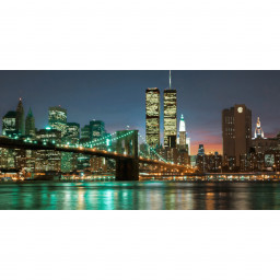 The Brooklyn Bridge and Twin Towers at Night - Fine art canvas