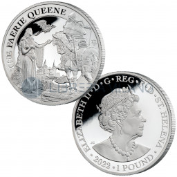 1 Silver Pound Proof - The Faerie Queene - Una & The Redcrosse Knight - Saint Helena - 2022 - Silver Ounce