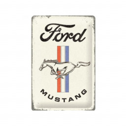 Tin Sign - Ford Mustang - Horse & Stripes Logo
