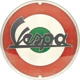 Targa in Metallo Rotonda - Vespa - Logo Italian