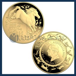 100 Dollari Oro Proof (1 oz) - Anno del Cavallo (A Cupola) - Australia - 2025