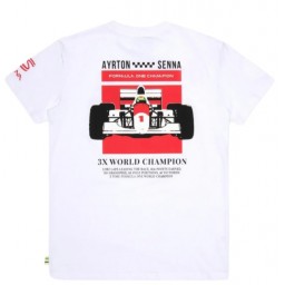 T-shirt Ayrton Senna - 3X World Champion - Bianca