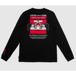 T-shirt Ayrton Senna - 3X World Champion - Nera - Maniche Lunghe