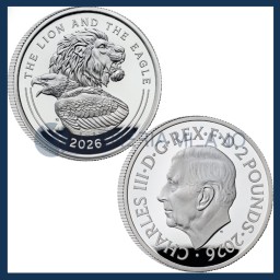 2 Sterline Argento Proof (1 oz) - L'Aquila e il Leone - Regno Unito - 2026